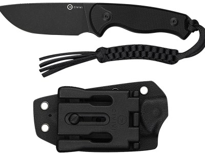 Civivi Knives C23094-1 Timberbark  3.20″ Fixed Drop Point Plain Black Stonewashed 14C28N Steel Blade, 3.69″ Black Textured G10 Handle