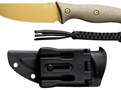 Civivi Knives C23041-2 Stormridge  3.92″ Fixed Straight Back Plain Desert Tan Stonewashed Nitro-V Steel Blade, Tan Textured G10 Handle