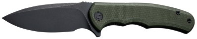 Civivi Knives C18026C-1 Praxis  Mini 2.98″ Folding Drop Point Plain Black Stonewashed D2 Steel Blade, OD Green Textured G10 Handle