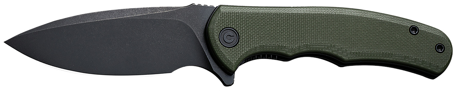 Civivi Knives C18026C-1 Praxis  Mini 2.98″ Folding Drop Point Plain Black Stonewashed D2 Steel Blade, OD Green Textured G10 Handle