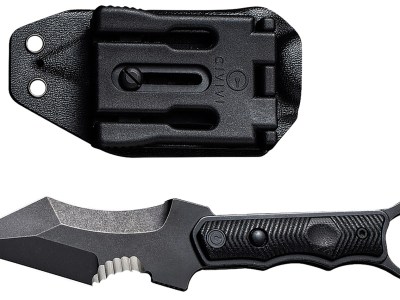 Civivi Knives C20037B-1 Orthrus  3.76″ Fixed Karambit/Straight Black Stonewashed Nitro-V Steel Blade, 4.30″ Black w/Finger Ring G10 Handle