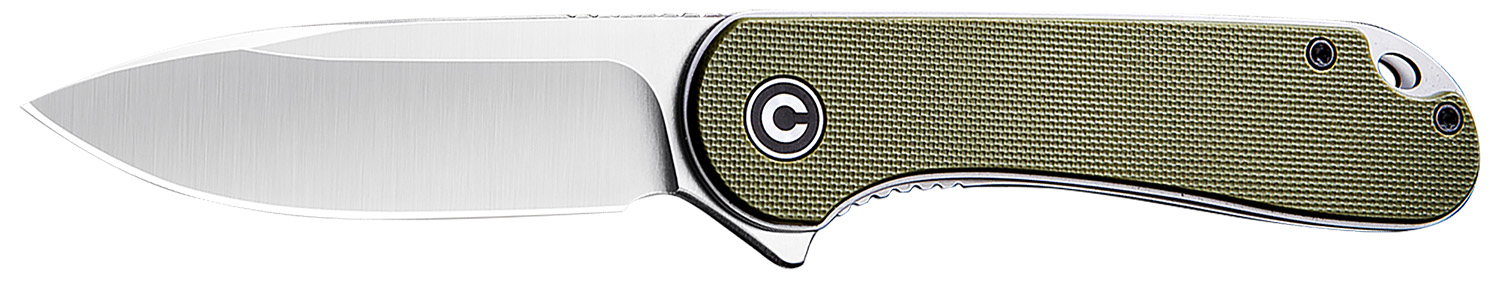 Civivi Knives C907E Elementum  2.96″ Folding Plain Satin D2 Steel Blade, 4.03″ Green Textured G10 Handle