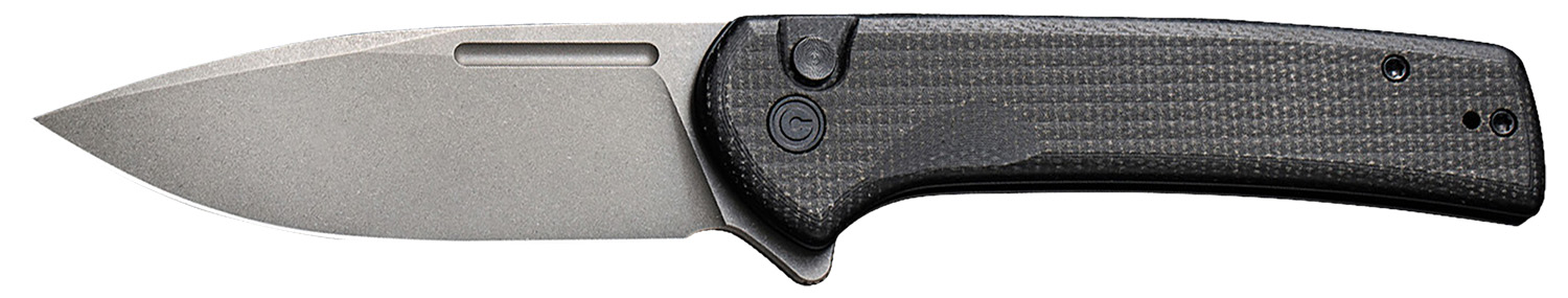 Civivi Knives C21006-1 Conspirator  3.48″ Folding Plain Gray Stonewashed Nitro-V Steel Blade, Black Textured Micarta Handle