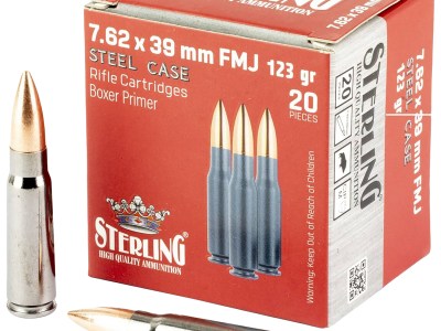 Sterling 8698779971205 Centerfire Rifle  7.62X39 123gr Full Metal Jacket 20 Per Box/50 Case