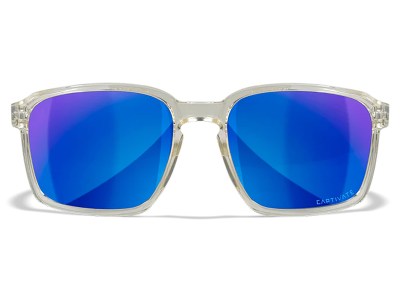 Wiley X AC6ALF09 Alfa  M/L Blue Mirror Lens Polycarbonate Gloss Clear Crystal Frame Frame