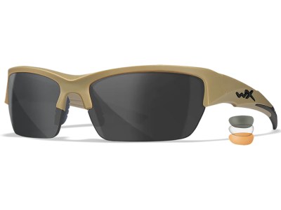 Wiley X CHVAL06T Valor  Medium Smoke Gray/Clear/Light Rust Lens Polycarbonate Matte Tan Frame