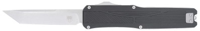 CobraTec Knives CTLGDBLKTNS Legend  EDC 3.13″ OTF Plain Stonewashed VG-10 SS Blade, 4.75″ Black Textured Aluminum Handle