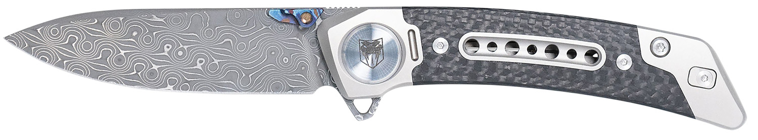 CobraTec Knives CTEMPDAMDNS Emperor  3″ Folding Drop Point Plain Damascus VG-10 SS Blade, 4.25″ Carbon Fiber/SS Titanium Handle