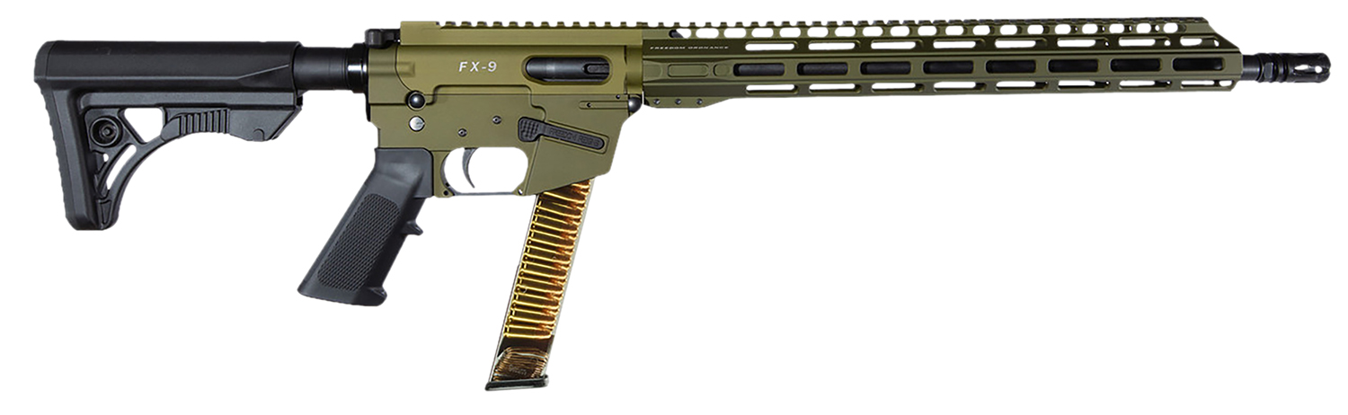 Freedom Ordance FX9R16-ODG FX9R  9mm Luger 33+1 16″ Black Anodized Barrel, OD Green Anodized Receiver w/Picatinny Rail, M-LOK Handguard, Leapers Adjustable Black Polymer Stock, B5 P Type Grip