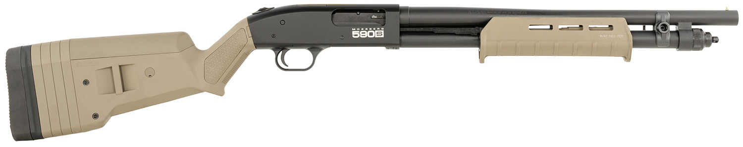 Mossberg 51608 590S  Compact 12 Gauge Pump 3″ 9+1 18.50″ Drilled & Tapped Receiver, Synthetic Stock