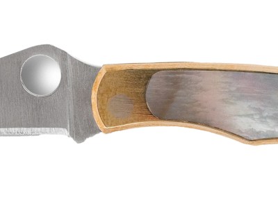 Spyderco C133AP Bug  1.25″ Folding Plain Stonewashed 12C27 Sandvik Blade, Abalone/Nickel Handle