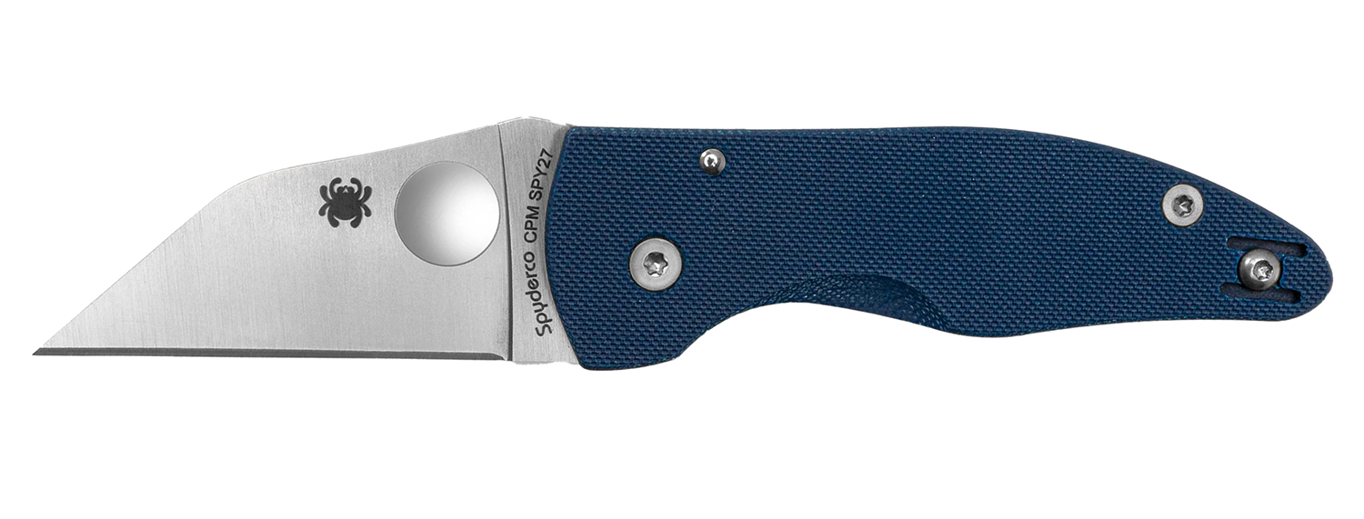 Spyderco C264GPCBL MicroJimbo  2.45″ Folding Wharncliffe Plain Satin CPM SPY27 SS Blade, Cobalt Blue G10 Handle