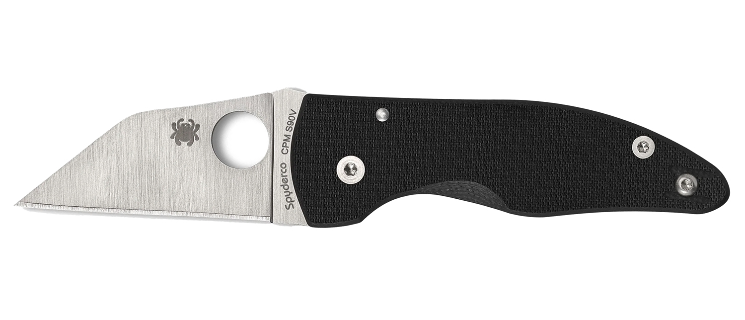 Spyderco C264CFP MicroJimbo  2.45″ Folding Wharncliffe Plain Satin CPM S90V Blade, Black Textured Carbon Fiber Handle