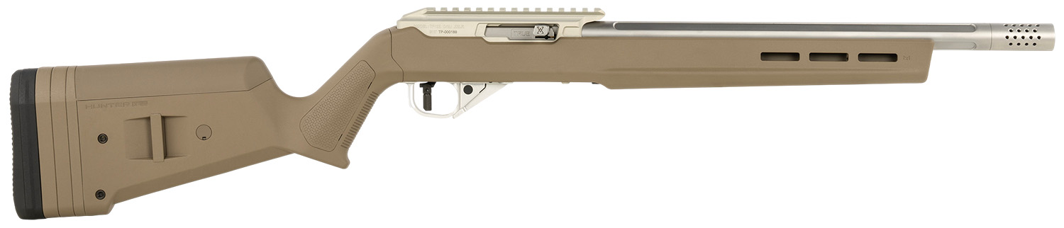 True Precision Inc TP1022FDE3SS TP/22  22 LR 16″ Match Grade Barrel, Clear Coat Silver Anodized  Aluminum Receiver w/Picatinny Rail, M-LOK Forend, Flat Dark Earth Magpul Hunter X-22 Polymer Stock
