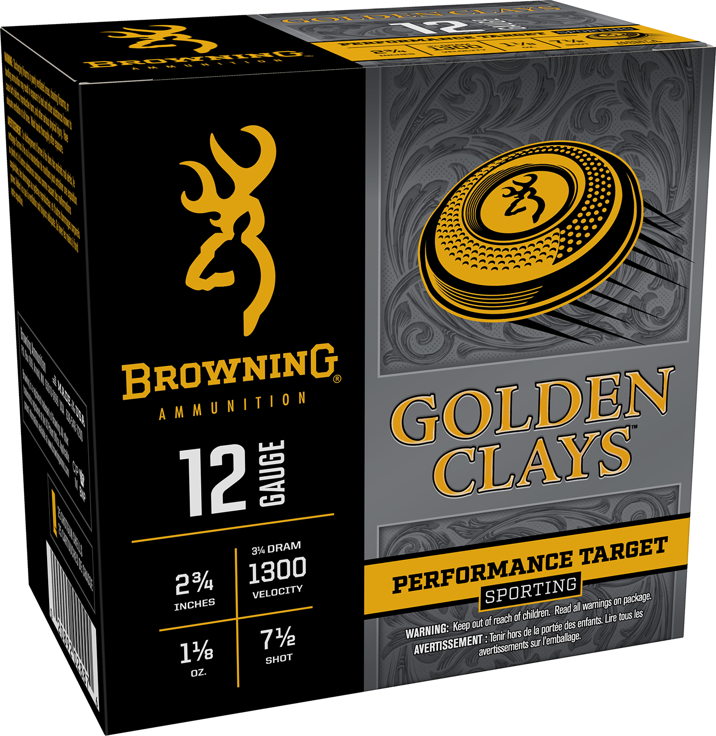 Browning Ammo BGC12SC7 Golden Clays  12Gauge 2.75″ 1 1/8oz 7.5Shot 25 Per Box/10 Case