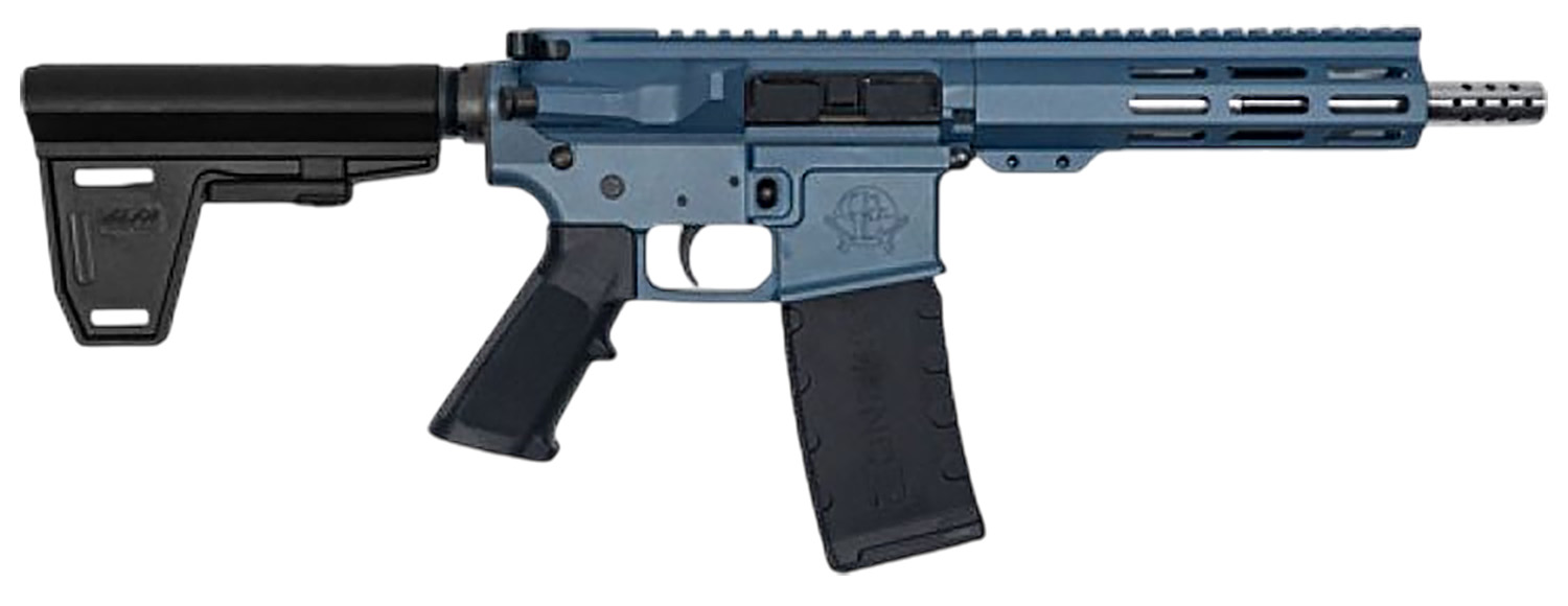 Great Lakes Firearms GL15223SSPBBLU AR-15  223 Wylde 30+1 7.50″ Black Nitride Threaded Barrel, M-LOK Handguard, Blue Titanium Cerakote Aluminum Receiver w/Picatinny Rail, Black Polymer Mil-Spec Grip