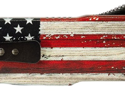 Templar Knife MZWUS121 Premium Weighted  Small 3″ OTF Dagger Plain Black Oxide Stonewashed Powder Coated D2 Steel Blade, 4.50″ Painted Wood Grain US Flag Aluminum Zinc Alloy Handle