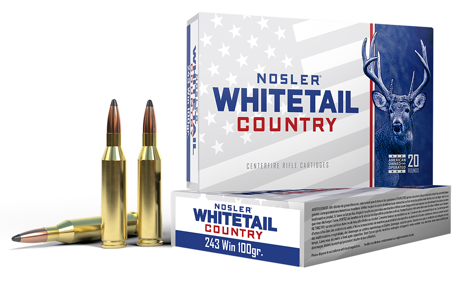 Nosler 40122 Whitetail Country  243Win 100gr 20 Per Box/10 Case