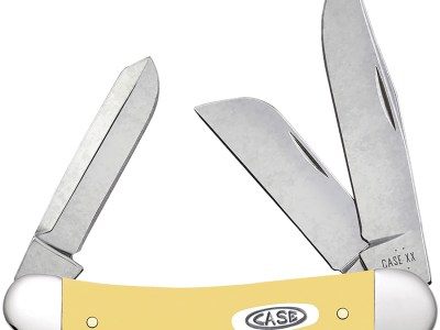 Case 30118 Sowbelly  Folding Clip Point/Sheepsfoot/Spey Plain Mirror Polished Tru-Sharp SS Blade, Smooth Yellow Synthetic Handle