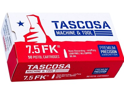Tascosa Ammunition TMTAMMOF5   7.5FK 95gr Hollow Point 50 Per Box/12 Case