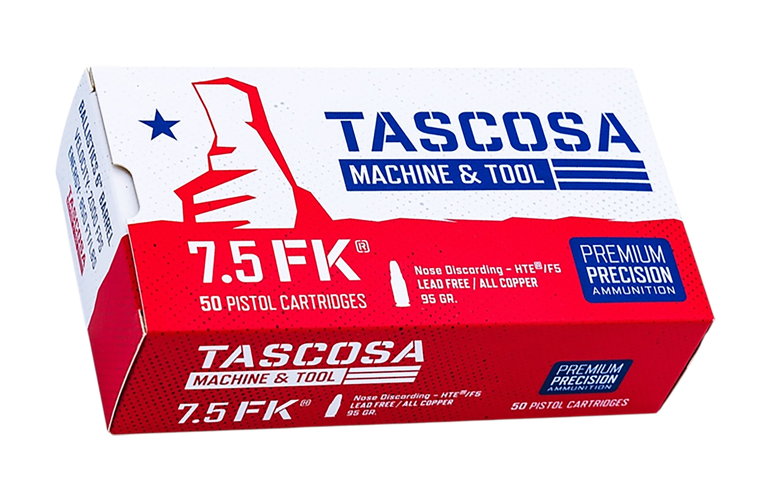 Tascosa Ammunition TMTAMMOF5   7.5FK 95gr Hollow Point 50 Per Box/12 Case