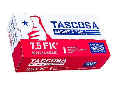 Tascosa Machine and Tool TMTAMMOF9   7.5FK 101gr Flat Nose 50 Per Box/12 Case