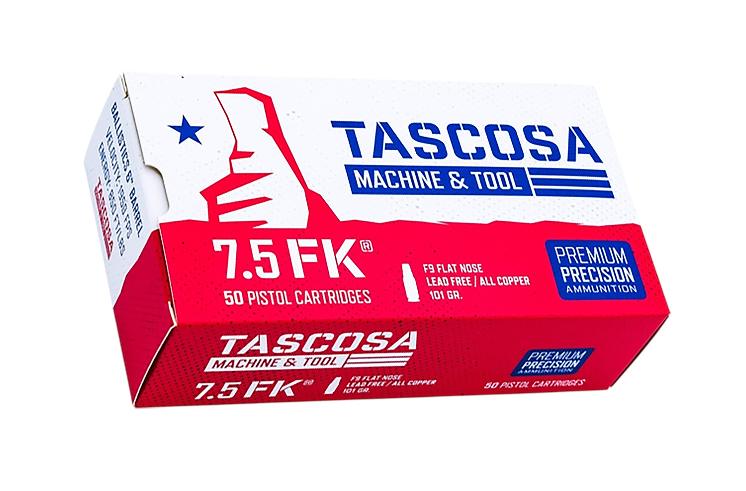 Tascosa Machine and Tool TMTAMMOF9   7.5FK 101gr Flat Nose 50 Per Box/12 Case