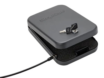 SnapSafe 75200 Lock Box  Large Key Entry Black Steel Holds 1 Handgun 9.50″ L x 6.50″ W x 1.75″ D