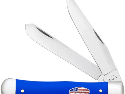 Case 16400 USMC  Folding Clip Point/Spey Plain Tru-Sharp SS Blade, Smooth Royal Blue Synthetic Handle