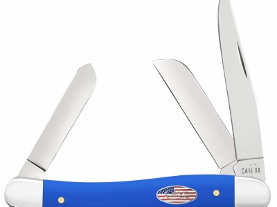 Case 16402 Stockman  Medium Folding Clip Point/Sheepsfoot/Spey Plain Carbon Steel Blade, Smooth Royal Blue Synthetic Handle