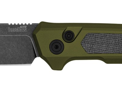 Kershaw 7205 Launch 22 Automatic 3.45″ Folding Spear Point Plain CPM MagnaCut Steel Blade, OD Green Anodized w/Black Micarta Inserts Aluminum Handle