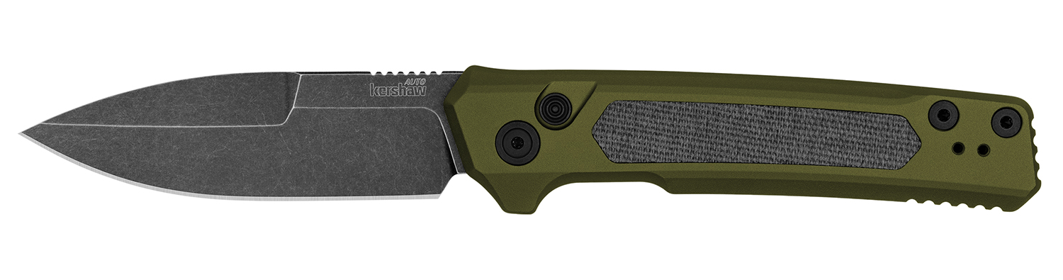 Kershaw 7205 Launch 22 Automatic 3.45″ Folding Spear Point Plain CPM MagnaCut Steel Blade, OD Green Anodized w/Black Micarta Inserts Aluminum Handle