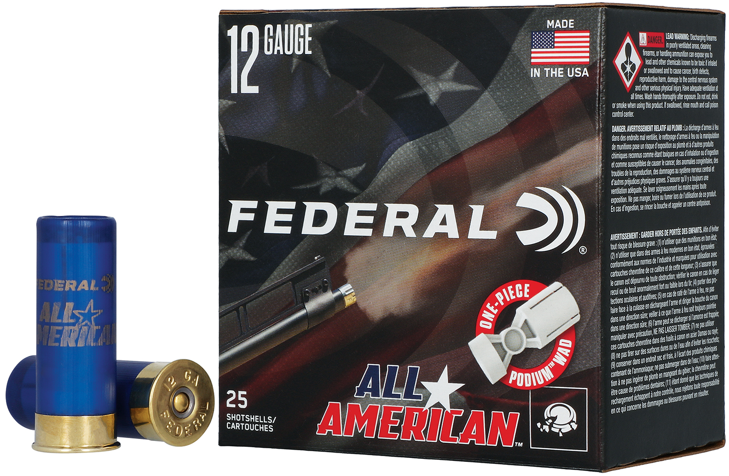 Federal FAA12H75 All-American  12Gauge 2.75″ 1 1/8oz 7.5Shot 25 Per Box/10 Case