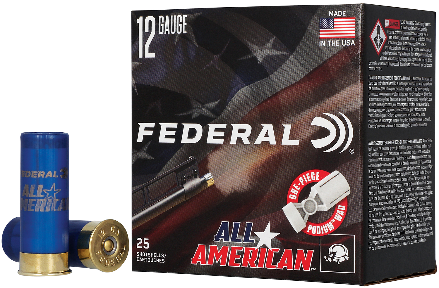 Federal FAA12H8 All-American  12Gauge 2.75″ 1 1/8oz 8Shot 25 Per Box/10 Case