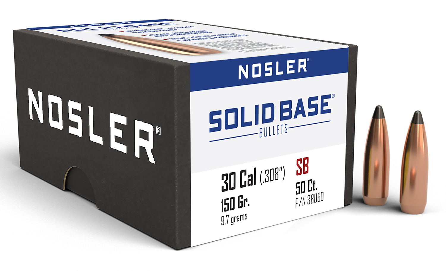 Nosler 38060 Solid Base  30Cal 150gr Soft Point 50CT