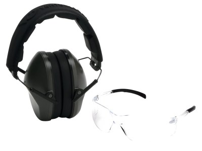 Pyramex VGCOMBO310  Earmuff/Glasses Combo Kit Over the Head Clear Lens Wraparound Clear Frame