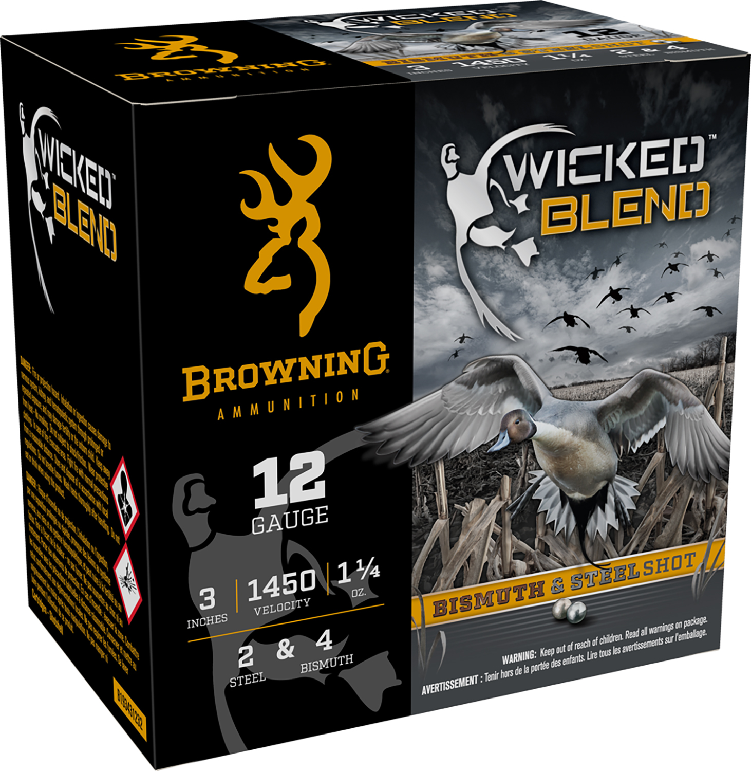 Browning Ammo B193431232 Wicked Blend  12Gauge 3″ 1 1/4oz 2/4BI Shot 25 Per Box/10 Case