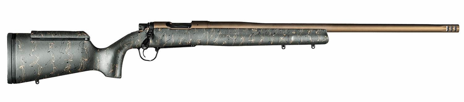 Christensen Arms 8010200701 Mesa Long Range 308 Win 4+1 16.25″ Burnt Bronze Cerakote Threaded Barrel & Steel Drilled & Tapped Receiver, Green w/Black/Tan Webbing Adj Cheek Riser Polymer Stock