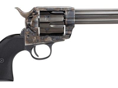 Taylors & Company 200109 1873 Pietta 9mm Luger 6 Shot 4.75″ Blued Round Barrel, Blued Cylinder, Color Case Hardened Steel Frame, Black Checkered Plastic Navy Grip, Manual Safety, Exposed Hammer