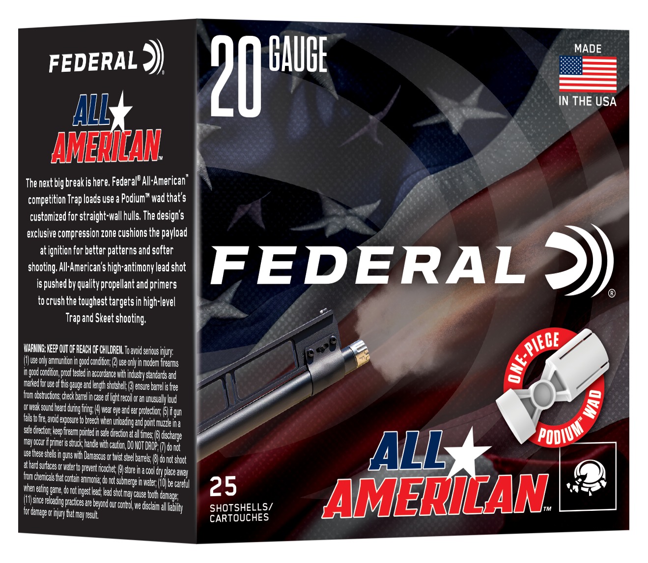 Federal FAA207.5   20Gauge 2.50″ 7/8oz 7.5Shot 25 Per Box/10 Case