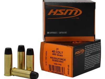 HSM 45C10N   45Colt Subsonic 400gr Hard Cast Long Flat Nose 20 Per Box/20 Case