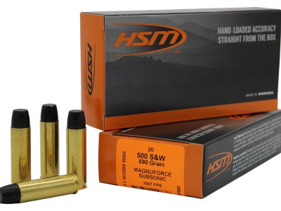 HSM 500SW11N   500S&WMag Subsonic 590gr Hard Cast Long Flat Nose 20 Per Box/25 Case