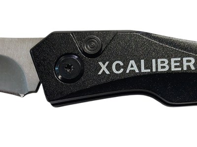 Xcaliber Knife Company  Switch Blade  3.25″ Folding Sheepsfoot Plain Stainless D2 Steel Blade, 4.50″ Black Aluminum Handle