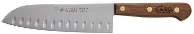 Case 07322 Santoku  7″ Fixed Plain Mirror Polished Tru-Sharp SS Blade, Walnut Handle