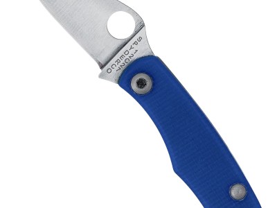 Spyderco C133GBLP Bug 1.27″ Satin 12C27 Sandvik SS Blade, Blue Textured G10 Handle