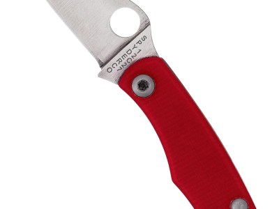 Spyderco C133GRDP Bug 1.27″ Satin 12C27 Sandvik SS Blade, Red Textured G10 Handle