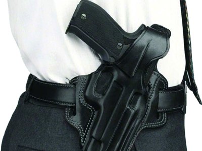 Galco FL104B Fletch  OWB Black Leather Belt Slide Fits Ruger GP100 Fits S&W L Frame Right Hand