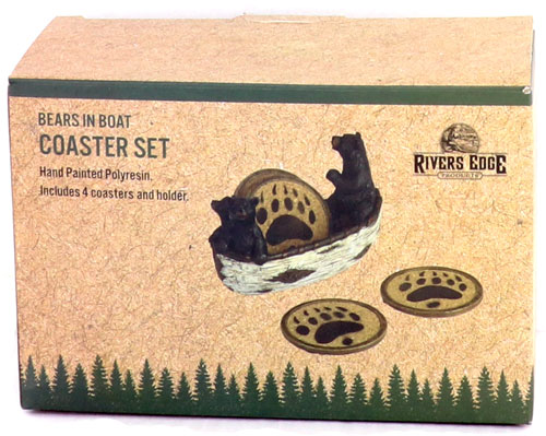 RIVERS EDGE BEARS IN A BOAT – COASTER SET 4 PIECE