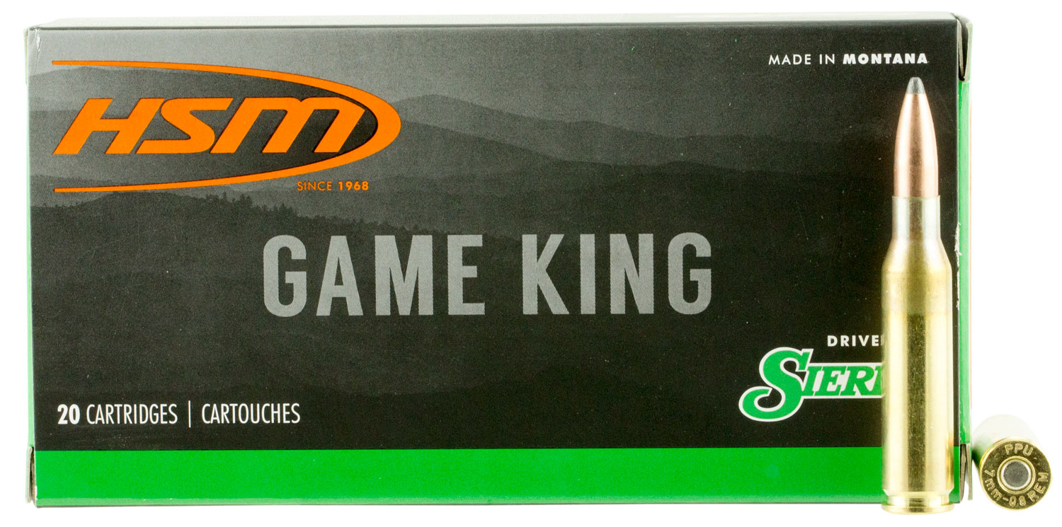 HSM 7MM088N Game King  7mm-08 Rem 150 gr Sierra GameKing Spitzer Boat Tail 20 Per Box/ 25 Case