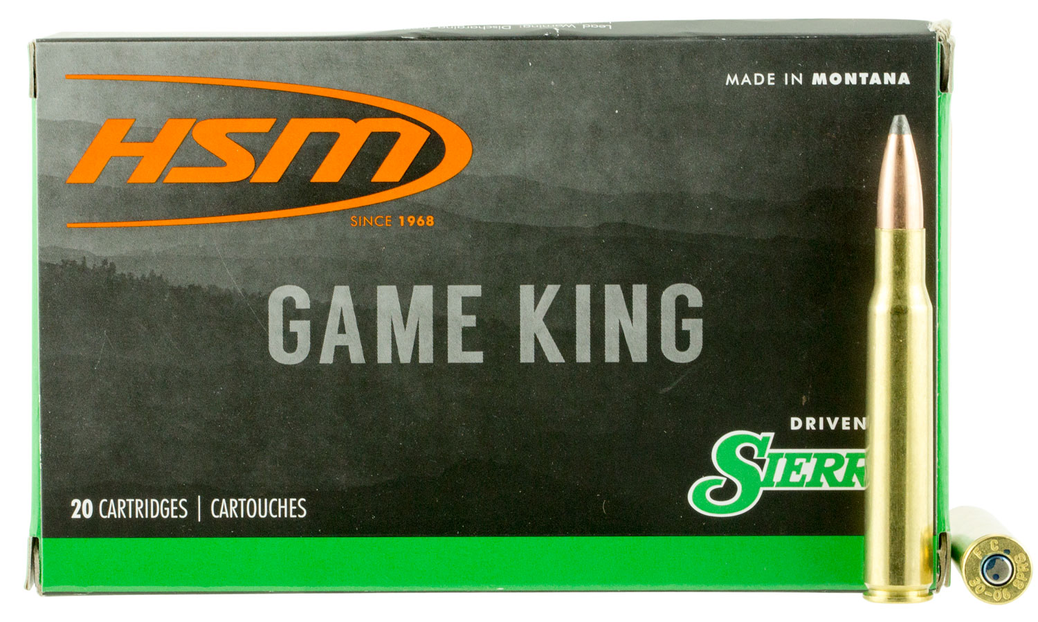 HSM 300641N Game King  30-06 Springfield 180 gr Sierra GameKing Spitzer Boat Tail 20 Per Box/ 20 Case